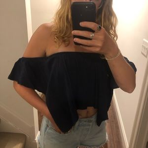 Mustard Seed Off the Shoulder Crop Top